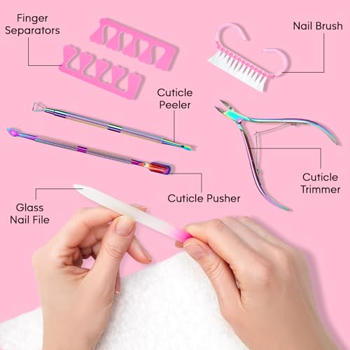 Cuticle Remover Kit - Cuticle Remover Cream & Cuticle Oil, Rose Flavor Cuticle Care Kit with Cuticle Trimmer Cuticle Pusher Cuticle Nipper for Manicure, Removedor de Cuticula for Nail Care