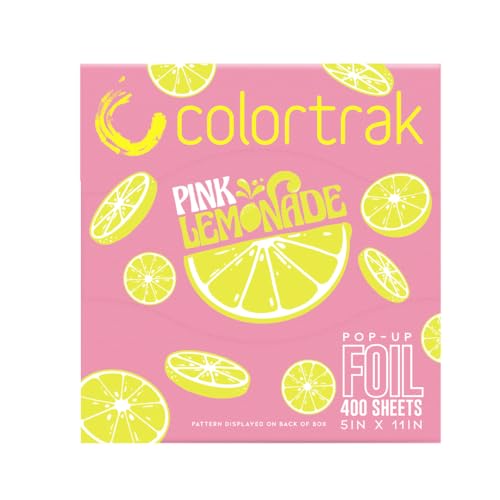 Colortrak Pink Lemonade Pop-up Foil W/Dispenser (400 Count), Pre-cut Sheets, Non-Slip Embossed Texture, 5" x 11" Sheets for Hair Foil Coloring and Highlighting Sheet Applications