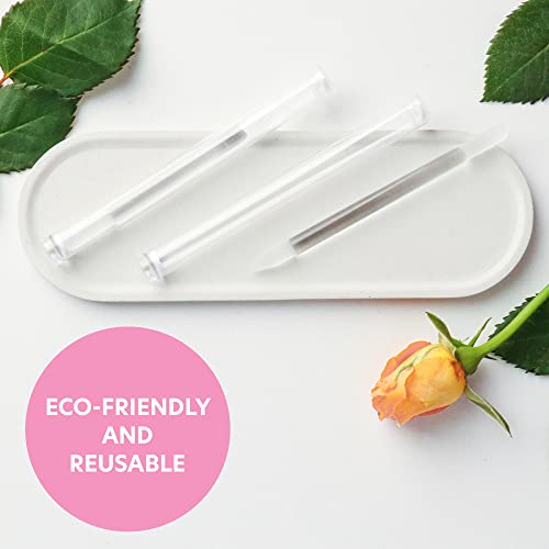 Bona Fide Beauty Glass Cuticle Pusher Set of 2 Manicure Nail Care Tools, 2PC Premium Clear Glass Manicure Sticks