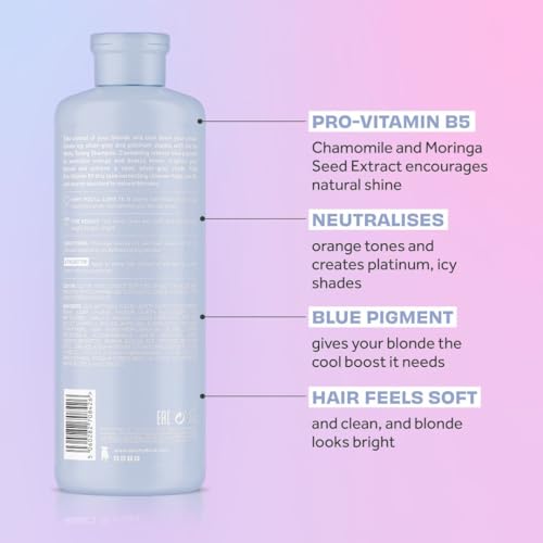 Lee Stafford Blue Toning Shampoo | Bleach Blonde Ice White Collection - Corrects Brassy & Orange Tones, Best for Highlighted, Cool Hair, Color Extend Treatment, Hydrating, 16.9 Fl Oz