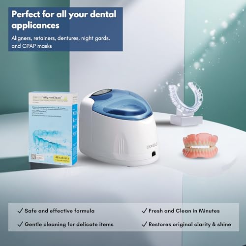 iSonic AlignerClean™ CTAR01x4, Ultrasonic Cleaning Tablet for daily cleaning of aligners/retainers, dental appliances, night guards, cpap components. 48 Tablets x4 pack