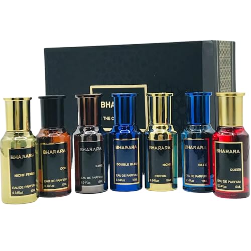 Collection Gift Set 7 pzas King|Blue|Double Blue|Don|Niche|Niche Femme|Queen EDP 10ml/0.34oz Unisex | Citrus, Aquatic,Aromatic, Spicy a modern and long-lasting scent