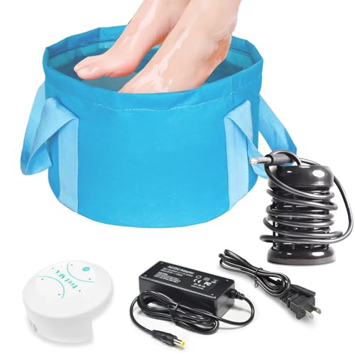 Ionic Detox Foot Bath SPA Machine, Ionic Cleanse Detox Foot Bath Spa Machine, Ionic Foot Bath Detox Machine with Blue Bucket for Health Care Personal Home Travel