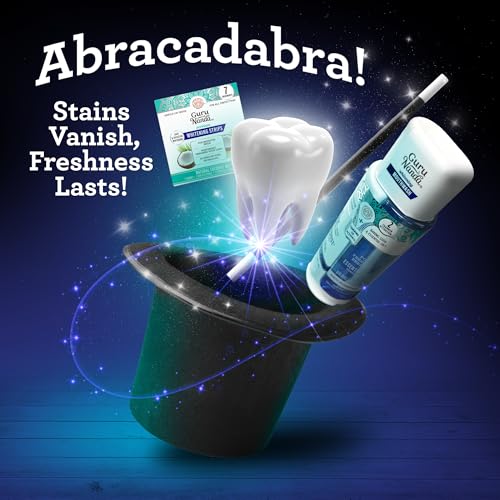 GuruNanda Whitening Wonder Duo, Dual Barrel Oxyburst Whitening Mouthwash 20 Oz & Teeth Whitening Strips with No Slip, Dry Strip Tech, 7 Day Treatments