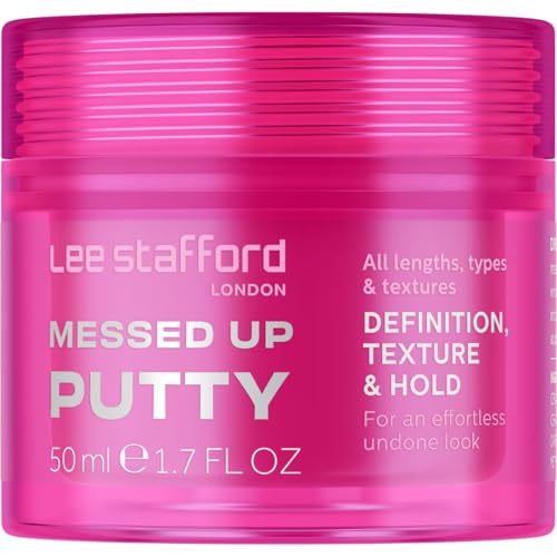 Lee Stafford Hair Styling Pomade | Messed Up Putty - Lighweight, Pliable Shaping Wax Paste, All Lengths, Firm Hold for Texturizing & Definition, Flyaway Tamer, Smoothing Slick Back, Men & Women