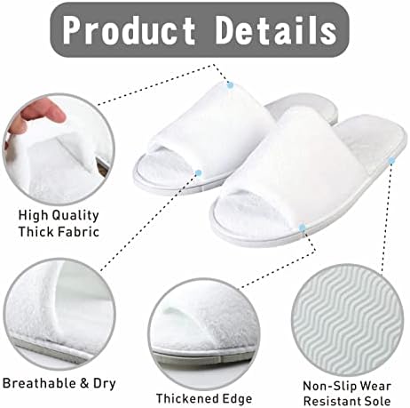 KHC-KHF Spa Slipper- 5 Pairs of Velvet Open Toe Slippers with Travel Bags- One Size Fit Most Men and Women for Spa