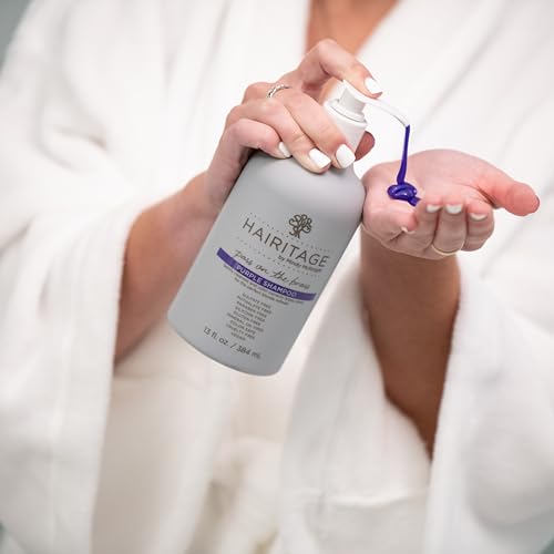 Hairitage Pass on the Brass Purple Shampoo and Conditioner for Color-Treated Hair - Corrects Brassy Tones, Moisturizes Blonde and Gray Hair Ends - 13 oz