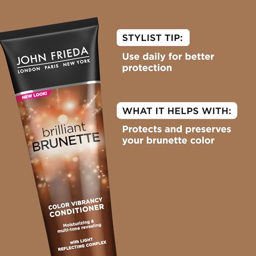 John Frieda Brilliant Brunette, Color Boosting Conditioner, Enhances and Protects Multi-Dimensional Tones, With Sweet Almond Oil to Rehydrate and Replenish Dry Hair, 8.45 Oz, Pack of 2