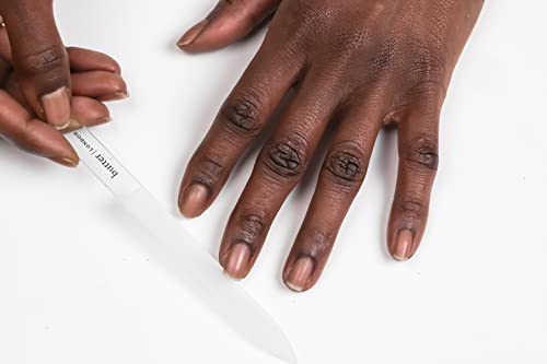 butter LONDON Signature Glass Nail File, Laser-Etched Grind Surface, Reusable, Prevents Breakage and Splitting, 1 ct.