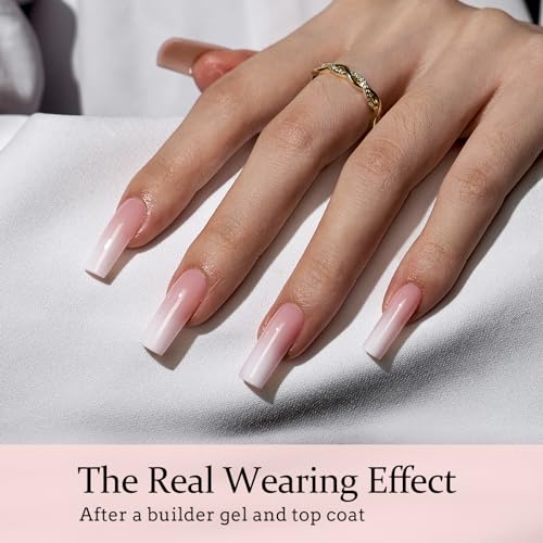 BTArtboxnails XCOATTIPS Ombre Nails - Square Press on Nails Long, 150Pcs Nail Tips Pink White Gradient Soft Gel False Nail Tips Soak Off Fake Nails Extensions DIY 15 Sizes