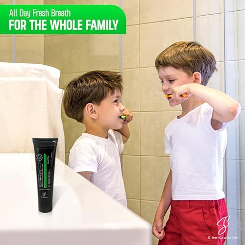 Colloidal Silver Toothpaste w/Coral Calcium & Xylitol - Refresh Mint - Remineralize Tooth Enamel - SLS & Fluoride Free Cavity Protection - Gum Health - Bad Breathe - Gingivitis - Mild Flavor - 3.4oz