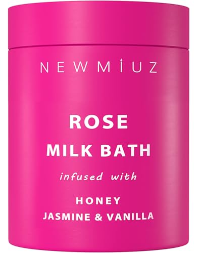 Calming Rose Coconut Milk Bath Soak Moisturize Soften Skin Honey Jasmine Vanilla Destress Luxury Spa Bath Salt Powder Stress Relief Gifts for Women