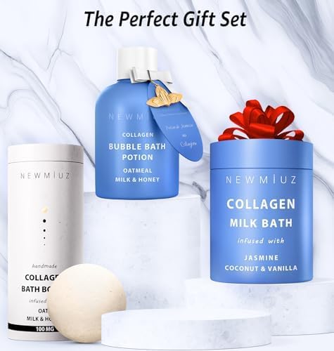 Creamy Collagen Bubble Bath Bombs with Oatmeal Milk Honey Essential Oils Luxurious Bath Gift Dry Skin Nourishment Indulge in A Blissful Bathing Spa