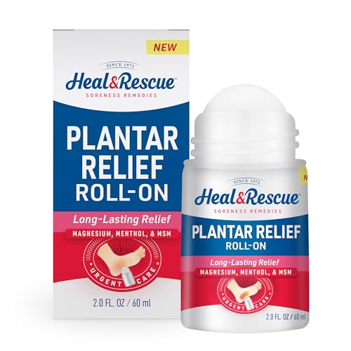 Heal & Rescue Plantar Relief Roll-On 2 fl oz, Epsom Salt Foot Care for Plantar Fasciitis Relief, Targeted Help for Sore Arches, Muscles & Heels