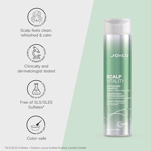 Joico Scalp Vitality Refreshing Shampoo | Supports A Healthy & Balanced Scalp | For Dry, Oily and Itchy Scalp | Leaves Scalp Replenished & Calm | Removes Flakes & Reduces Irritation | 10.1 Fl Oz