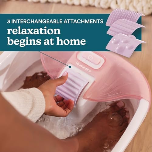 Homedics Bubble Bliss® Deluxe Footbath Gift Set – Heated Foot Spa with Invigorating Bubbles, 3 Massage Attachments, Pumice Stone, Moisturizing Heel Socks & Splash Guard for Ultimate Relaxation