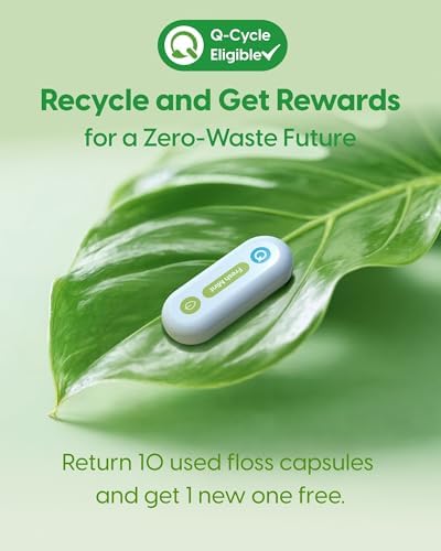 C1S Reusable Flosser Set, Auto-Restringing Flosser with Replaceable Floss Capsule, Multi-Hygiene, Portable Travel Floss, Recyclable Zero Waste, Super Mint (Abyss Black)