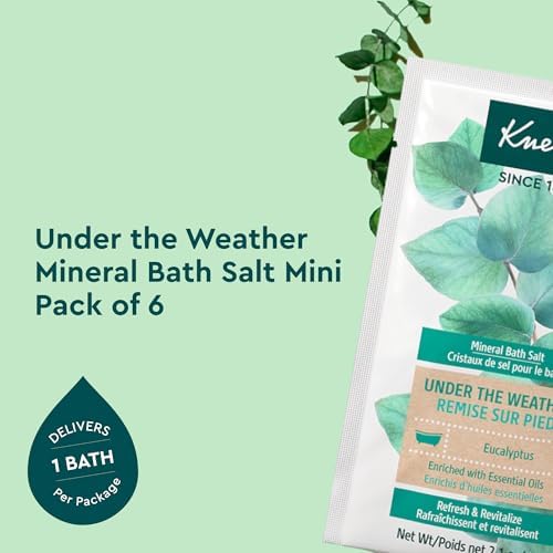 Kneipp Under The Weather Eucalyptus Mineral Bath Salt Mini - 2.12 oz, Pack of 6 - Promotes Respiratory Wellness & Relaxation - 17.6 oz - Up to 6 Baths