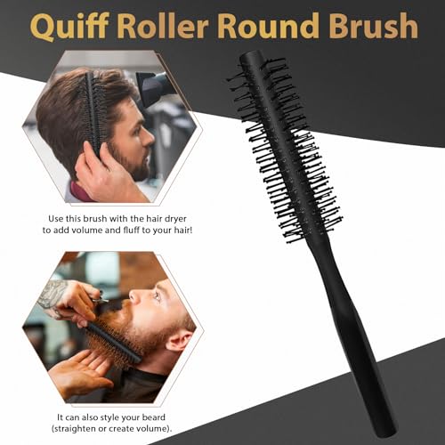Hair Brush for Men, DUAIU 7Pcs Combs for Men, Hair Styling Comb Set with Vent Hair Brush, Quiff Round Hair Brush, Wide Tooth Comb, Texture Comb for Blow Drying, Detangling, Grooming, Hairdressing