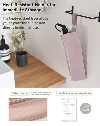 Hot Iron Holder & Mat, Heat Resistant Travel Bag for Curling Iron, Flat Iron - Hair Tool Organizer for Home, Travel