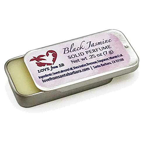 Compact Personal Black Jasmine Solid Perfume | Luxurious Artisan Spa Gift for Her | Sophisticated, intriguing fragrance | Convenient, purse or travel bag size | Black Jasmine Perfume