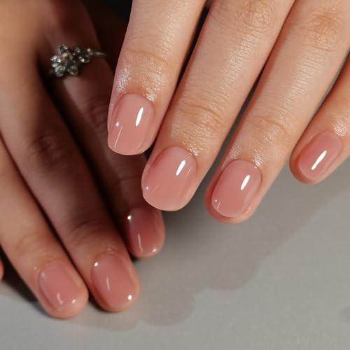 Curvlife Tip Press on Nails Acrylic Fake Nails with Design Full Cover False Nails for Women Reusable Nail Kit with Nail Glue Adhesive Tabs Nail File (honey peach, 30pcs)