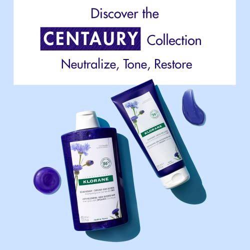 Klorane Plant-Based Purple Conditioner with Centaury, Brightens Blonde, Gray or White Hair, Neutralizes Unwanted Yellow and Copper Tones, Paraben, Silicone and Sulfate Free, 6.7 fl.oz.
