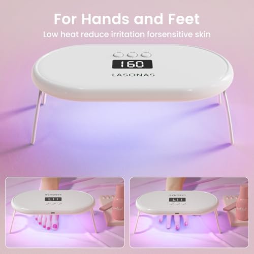LASONAS UV LED Nail Lamp for Gel Polish 24W UV Light 3 Timer Setting Fast Drying Curing Mini Portable Cure Lamp for Gel Stickers and Strips Home Nail Care Salon
