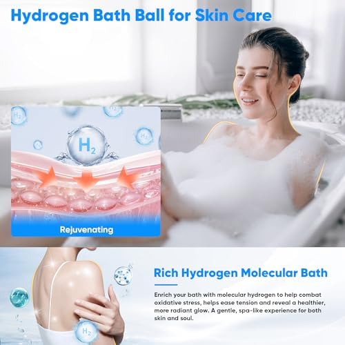 Hydrogen Bath Ball Tablets Bombs for Muscle & Stress Relief – H2 Molecular Hydrogen Bombs for Spa & Hydrogen-Rich Water Soaking, Reusable Design for Full Body, Foot, or Hand Bath-White