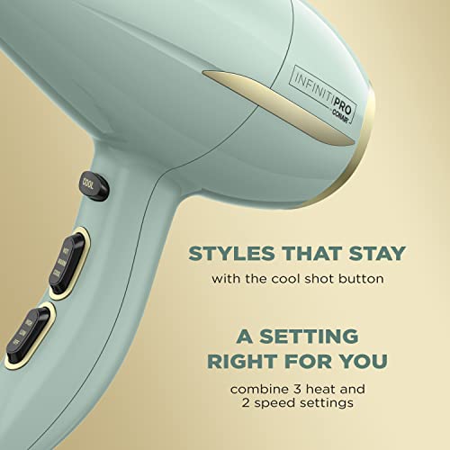 INFINITIPRO by CONAIR Heat Protect Hair Dryer with Diffuser | Blow Dryer with Advanced Heat Protection Helps Minimize Overdried Hair