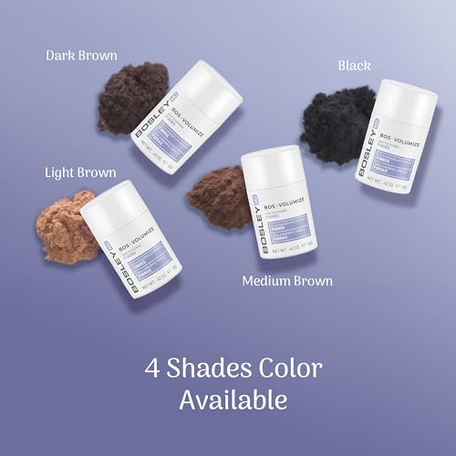BosleyMD BosVolumize Hair Thickening Fibers, Hair Building Formula with Natural Keratin for Thinning Hair or Bald Spots, Hair Loss Concealer Men and Women, 4 Colors