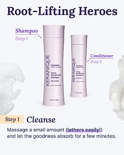 Keranique Volumizing Shampoo - Hair Thickening for Fine & Thinning Hair - Keratin Enriched, Scalp Cleansing, Sulfate-Free, Color-Safe Volume Shampoo
