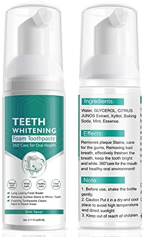 Citrus Baking Soda Teeth Whitening Toothpaste, 2 Pack - Ultra-fine Mousse Foam, Deeply Cleans Gums, Removes Stains