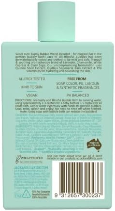 Jack N' Jill Natural Bathtime Blissful Bubbles with Bubble Wand - Bubble Bath for Kids, Dermatologically Tested, Cruelty Free, Kids Bubble Bath Sensitive Skin, Vegan - 300 mL (Pack of 1)