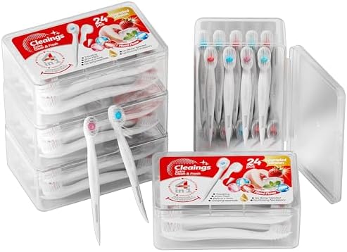 cleaings® Mini Disposable Toothbrush Set with Toothpaste – Travel Essentials, Portable Toothbrush for Women & Men, Camping, Road Trip, Vacation, 24 Count-Mix Flavor（Pack of 5）