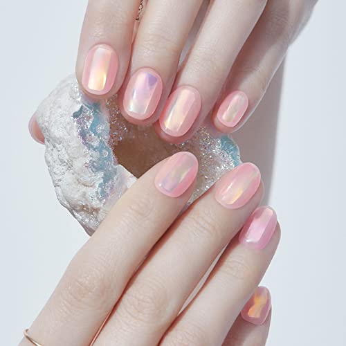 Dashing Diva Glaze Nail Strips - Pink Dew | Works with Any LED Nail Lamp | Long Lasting, Chip Resistant, Semicured Gel Nail Strips | Contains 34 Salon Quality Nail Wraps, 1 Prep Pad, 1 Nail File