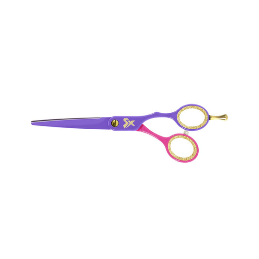 Cricket Shear Xpressions Charmed Life 5.75” Professional Stylist Hair Cutting Scissors, Japanese Stainless Steel Shears, Ms. Behaving (Hot Pink & Electric Purple)