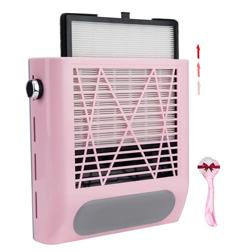 CoFashion Nail Dust Collector for Acrylic Nails Vacuum Machine, 80W Adjustable Vacuum, Electric Nails Filter for Manicure Nail Fan Dust Collector