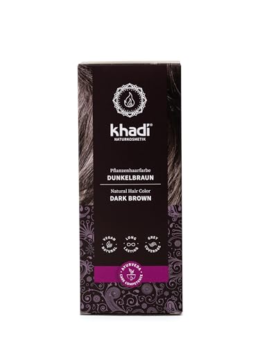 khadi DARK BROWN Natural Hair Color - Hair Color for deep, shiny dark brown to strong black brown - 100% herbal & natural - 3.5 oz