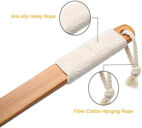 Leotruny 100% Natural Exfoliating Loofah with Long Wooden Handle Shower Back Brush (Off-White (1 Pack))