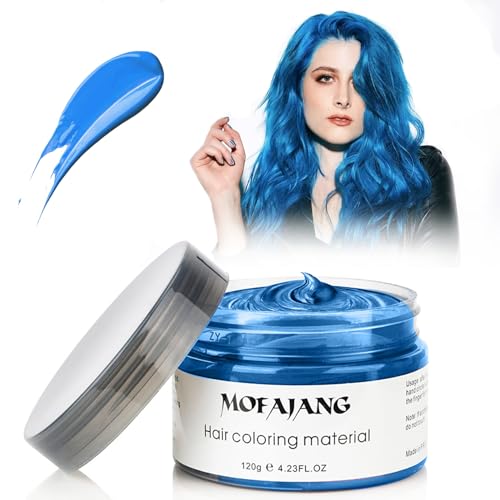Instant Hair Dye Wax, SOVONCARE Blue Temporary Color Hair Wax Natural Hairstyle Cream Mud for Men & Women Christmas Cosplay Date 4.23 oz (Blue)