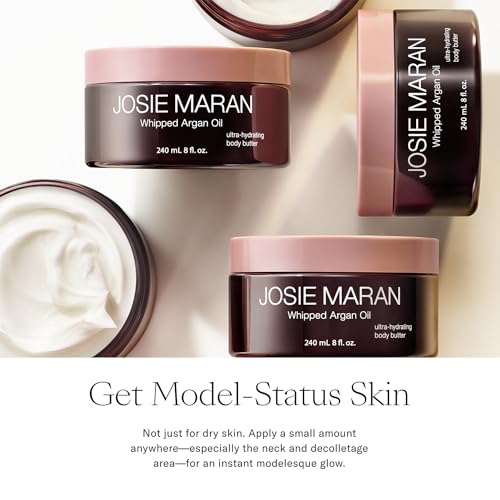 Josie Maran Argan Layering Kit - Whipped Argan Oil Body Butter Gift Set with Prosperity Body Mist - All Over Body Glow, Intense Hydration & Absorbs Quickly - Vanilla Pear (2 Piece Set)