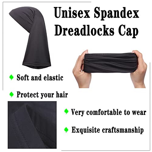 Leeven 4 Pieces Dreadlock Cap Tube Unisex Bands Elastic Long Hair Dreads Head Wraps Cap Locs Socks for Dreads for Men Women Spandex Dreadlock Cap