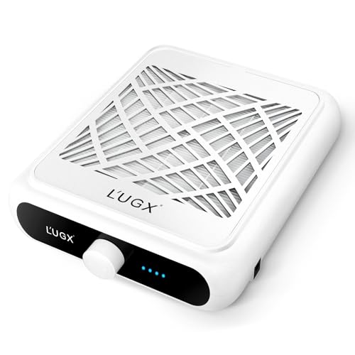 L'UGX Rechargeable Nail Dust Collector with 2 Reusable Filter, Professional Nail Vacuum Dust Collector Nail Tech Fan Extractor Powerful Suction Machine, Perfect for Home Salon Use