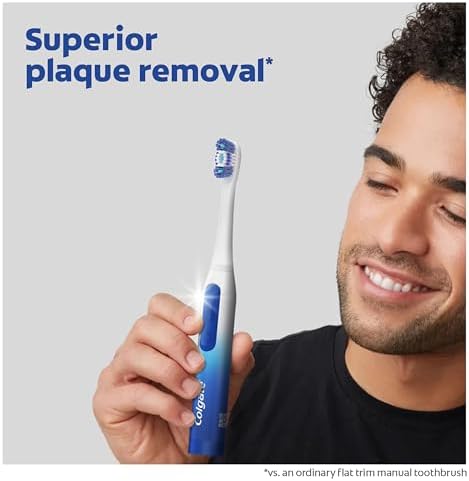 Colgate 360 Floss Tip Sonic Powered Battery Toothbrush, 2 Pack with Floss Tip Refill Heads