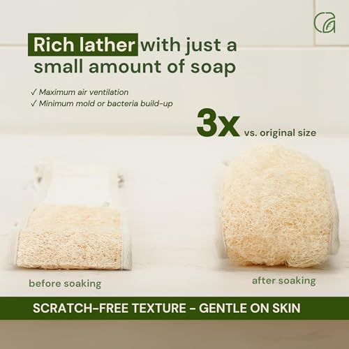 Chill Ah Premium Back Scrubber, Exfoliating Natural Loofah Multi-Function Back Scrubber for Shower, Gift for Mom