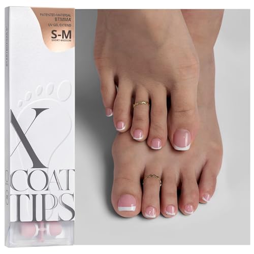 BTArtboxnails XCOATTIPS Toe Nail Tips - Short French Tip Press On Toenails, 160Pcs Pink Soft Gel Toe Nail Tips, Soak Off Fake Toe Nail Extensions