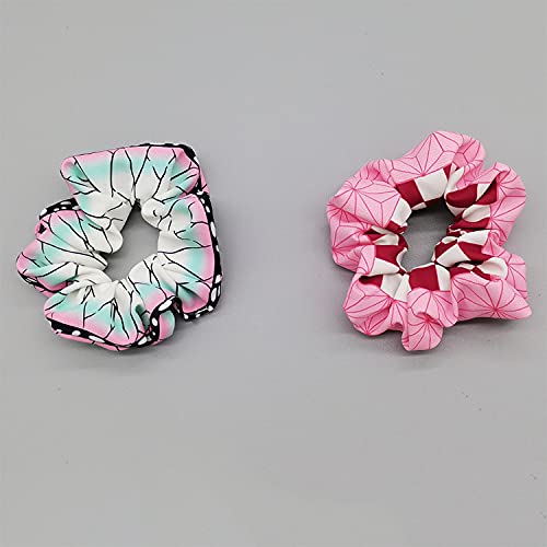 4 Pcs Anime Hair Scrunchies Hair Ties for Kids Adults, Elastic Ponytail Holder Bracelet Costumes, Cosplay Hair Accessories