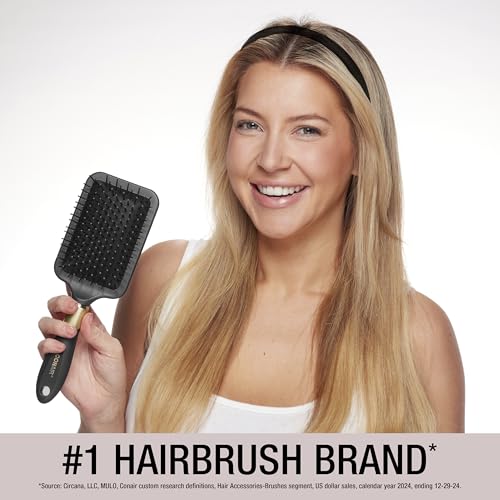 Conair Velvet Touch hairbrush set - Travel hair brush - suitable for curly or straight styles - features soft touch handle with bonus headband - Red/Black