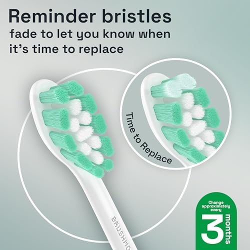 Brushmo Plaque Control Replacement Toothbrush Heads, Compatible with Philips Sonicare Click-on Electric Toothbrush Handles, 8 Standard Replacement Heads, Soft Dupont Bristles, BM928, White